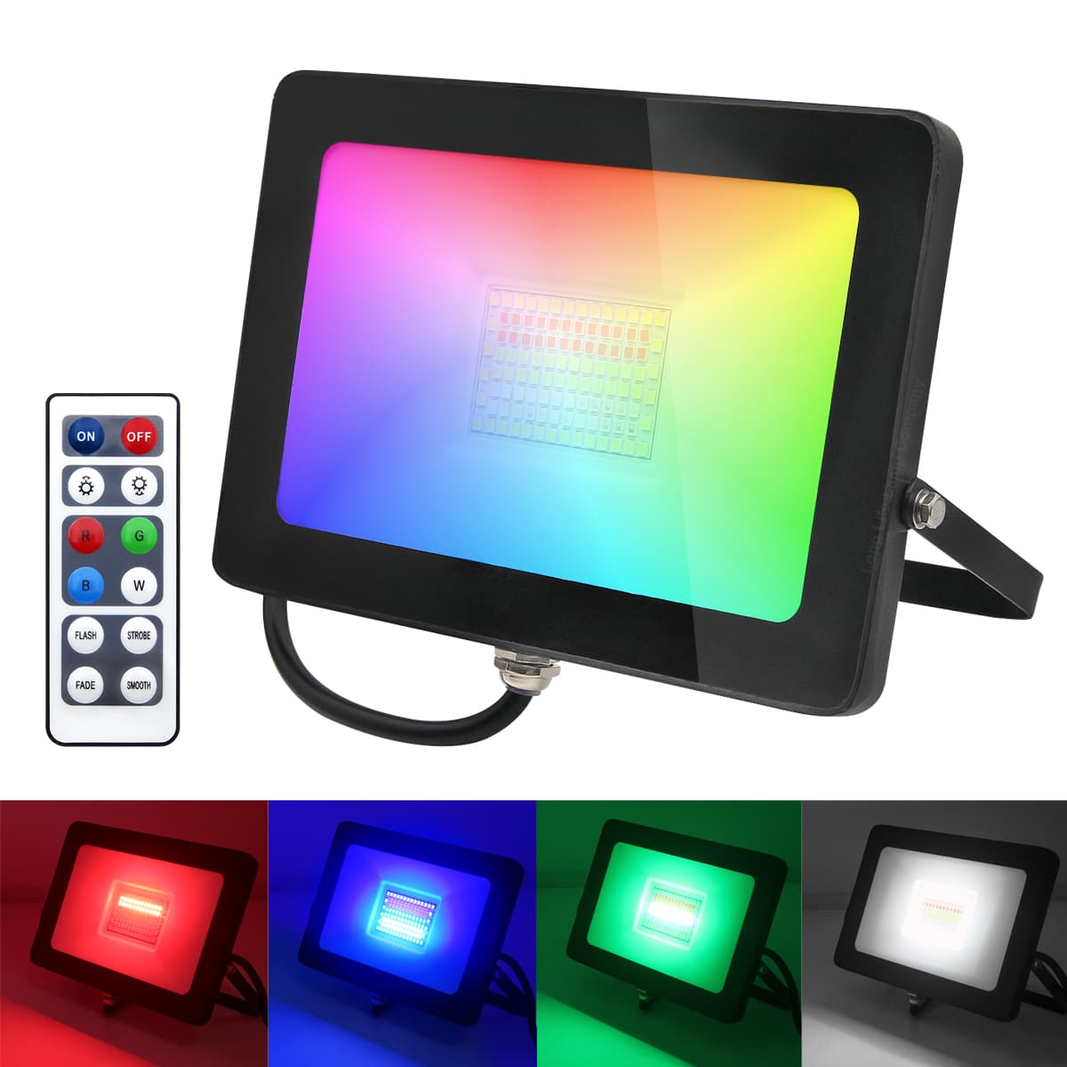 30w IP66 LED RGB Floodlight Outdoor Colour Changing Remote Control FL04