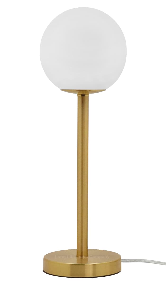 Art Deco Brass Table Lamp Frosted Globe Opaque Glass Shade H3117