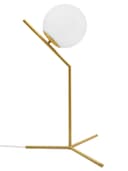 Art Deco Brass Table Lamp Frosted Globe Opaque Glass Shade