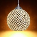 Globe Pendant Light Mosaic Glass Black and White Crackle Ceiling Lamp Shade H3012