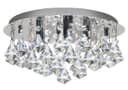Modern Round Chandelier Ceiling Light Crystal Rain Droplet Reflective Silver Base 