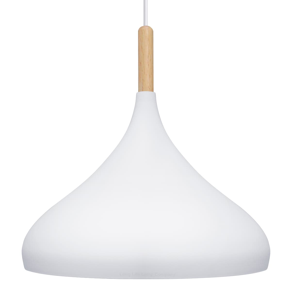 Metal Vintage White Ceiling Light Shade Retro Hanging Pendant Light Wood Fitting 