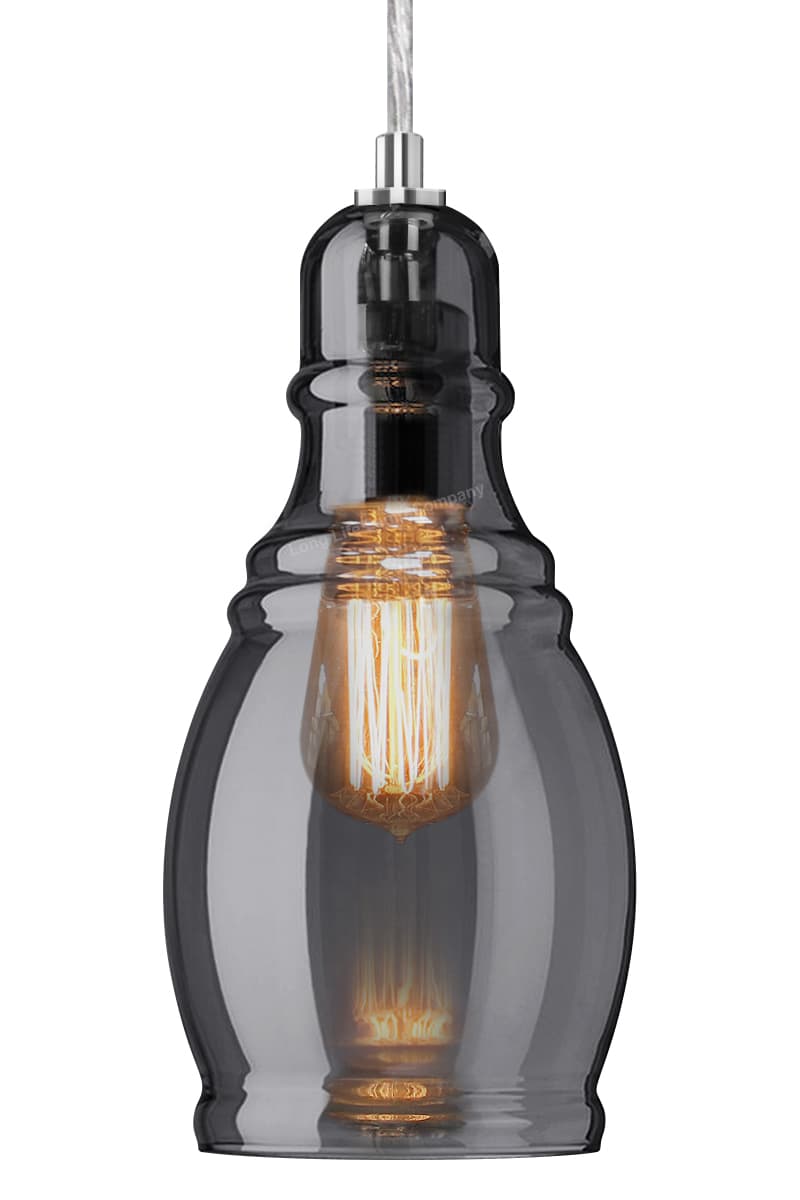 Smoke Grey Glass Ceiling Light Shade Pendant Chrome Modern Retro Vintage 