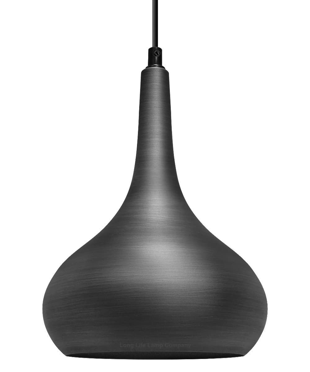 Droplet Modern Ceiling Pendant Light Grey Dark Pewter Metal Shade M0145