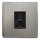 1 Gang Ethernet Port Data Socket CAT 5 Wall Plate Brushed Chrome Gloss N442DME