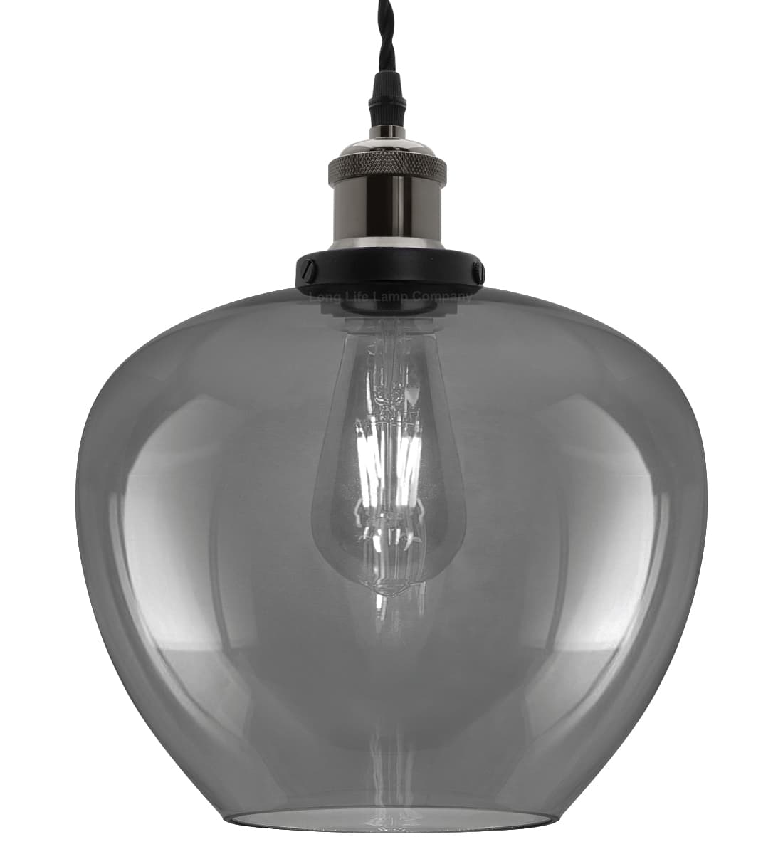 Modern Vintage Smoked Grey Glass Globe Pendant Lamp M0229