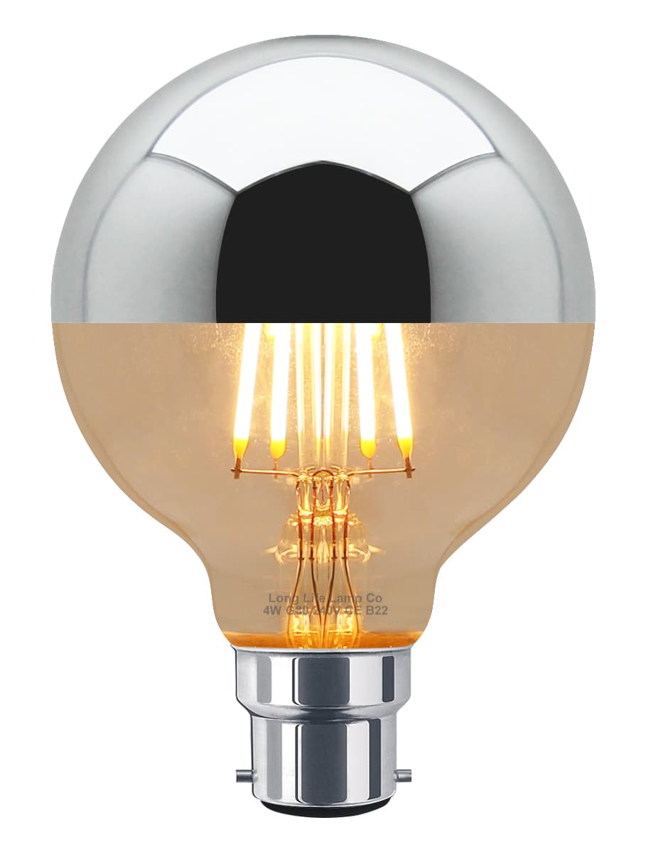 4w LED Crown Silver Light Bulb Mirror Top B22 Warm White