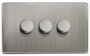 3 Gang LED Dimmer Switch 1500w Brush Chrome Gloss