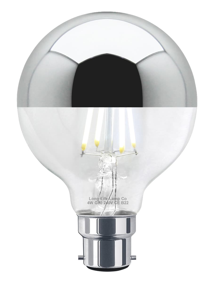 4w LED Crown Silver Light Bulb Mirror Top B22 Cool White