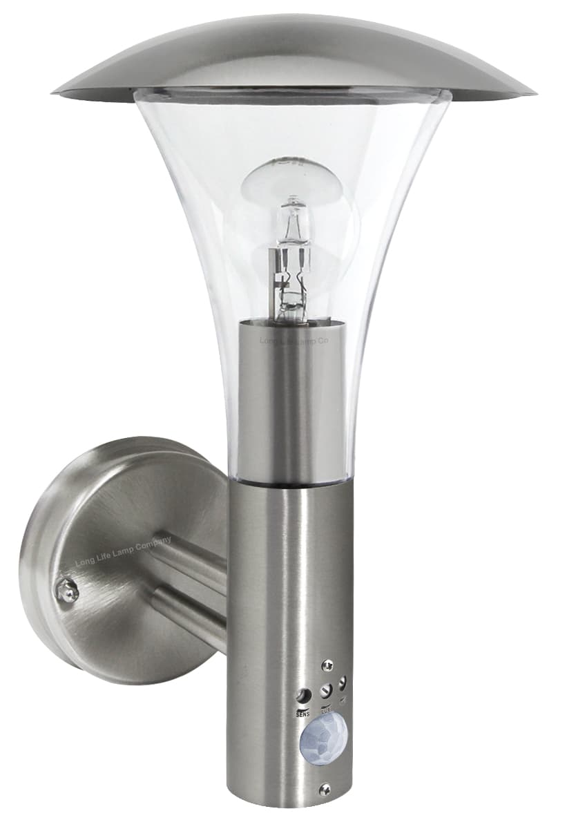 Brushed Stainless Steel Wall Light With Movement Sensor IP44 ZLC012 