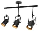 Industrial Retro GU10 Ceiling Spotlight Bar 3 Lamp Black Metal Adjustable Track Light Fitting 
