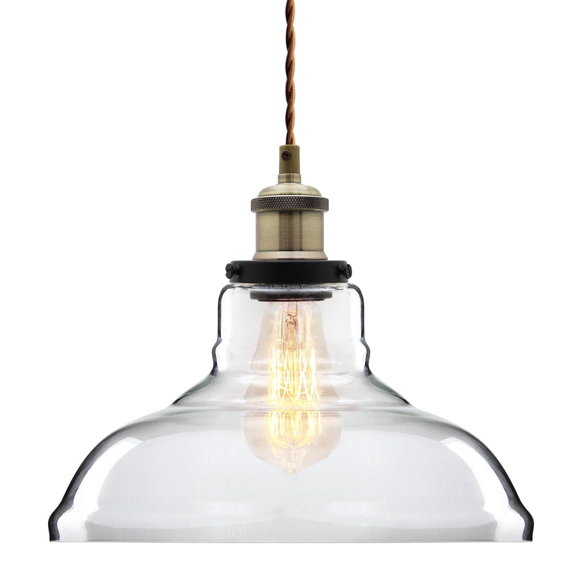 Vintage Glass Shade Pendant Antique Brass Hanging Ceiling Light 