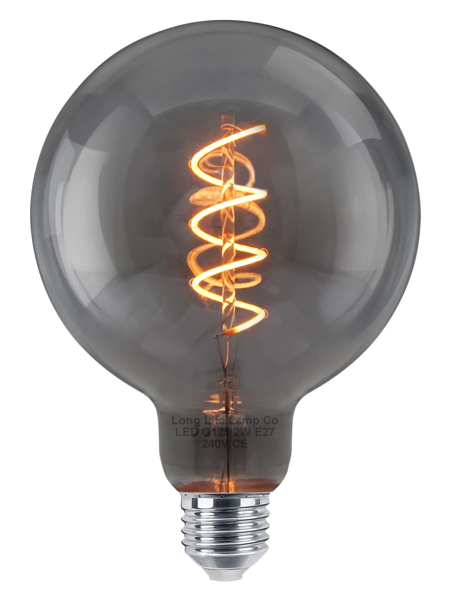 2w Vintage LED G125 Bulb E27 Spiral Filament Smoke Grey