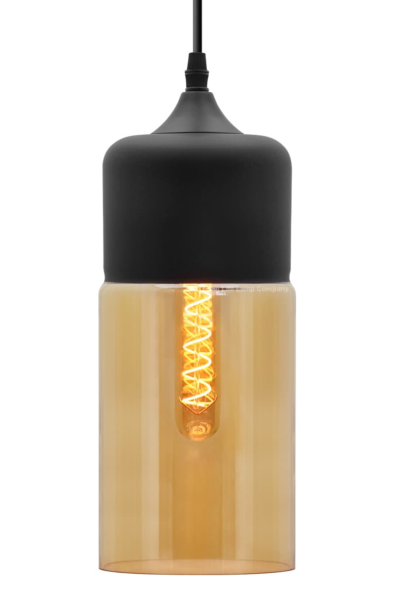 Retro Amber Glass Pendant Hanging Ceiling Light Shade Cylinder Nordic Lamp Holder H3001