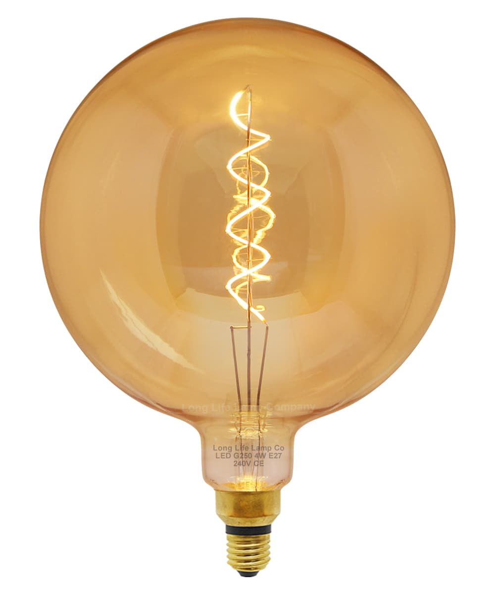 4w Industrial Vintage LED Globe E27 Amber Smoked Glass G250