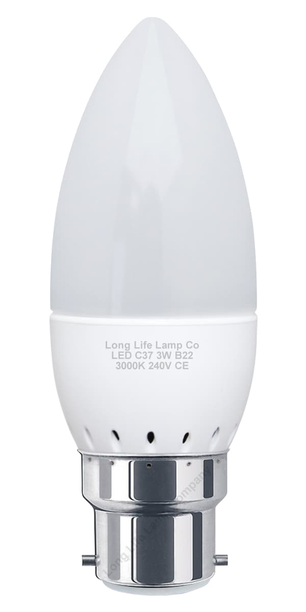 3W LED Frosted Candle B22 Warm White
