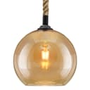 Vintage Industrial Amber Smoked Rope Glass Globe Ceiling Pendant Lamp H3007