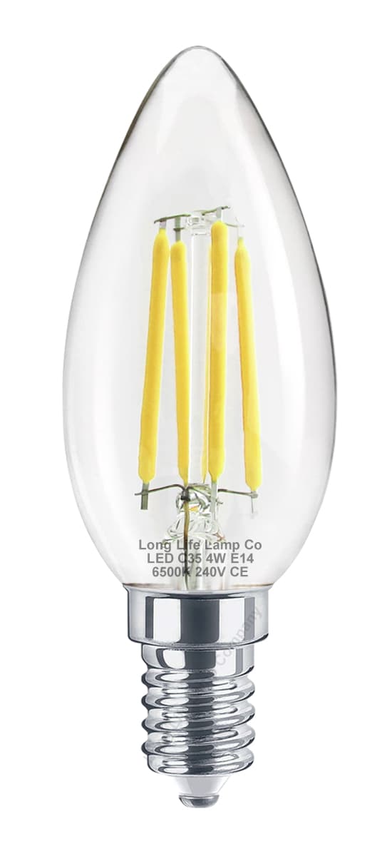 4W LED Candle Light Bulb Cool White 5000K Clear Glass E14 