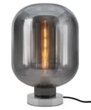 Large Smoke Grey Glass Oval Table Desk Lamp H3020 Retro Chrome Grey Glass 