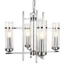 Modern 4 Lamp Lantern Pendant Light Glass Shades Chain Suspended Ceiling Light Chrome H3040 