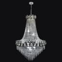 Large Ceiling Crystal Pendant Chandelier Suspended Chrome Frame Cascading Droplets H3033