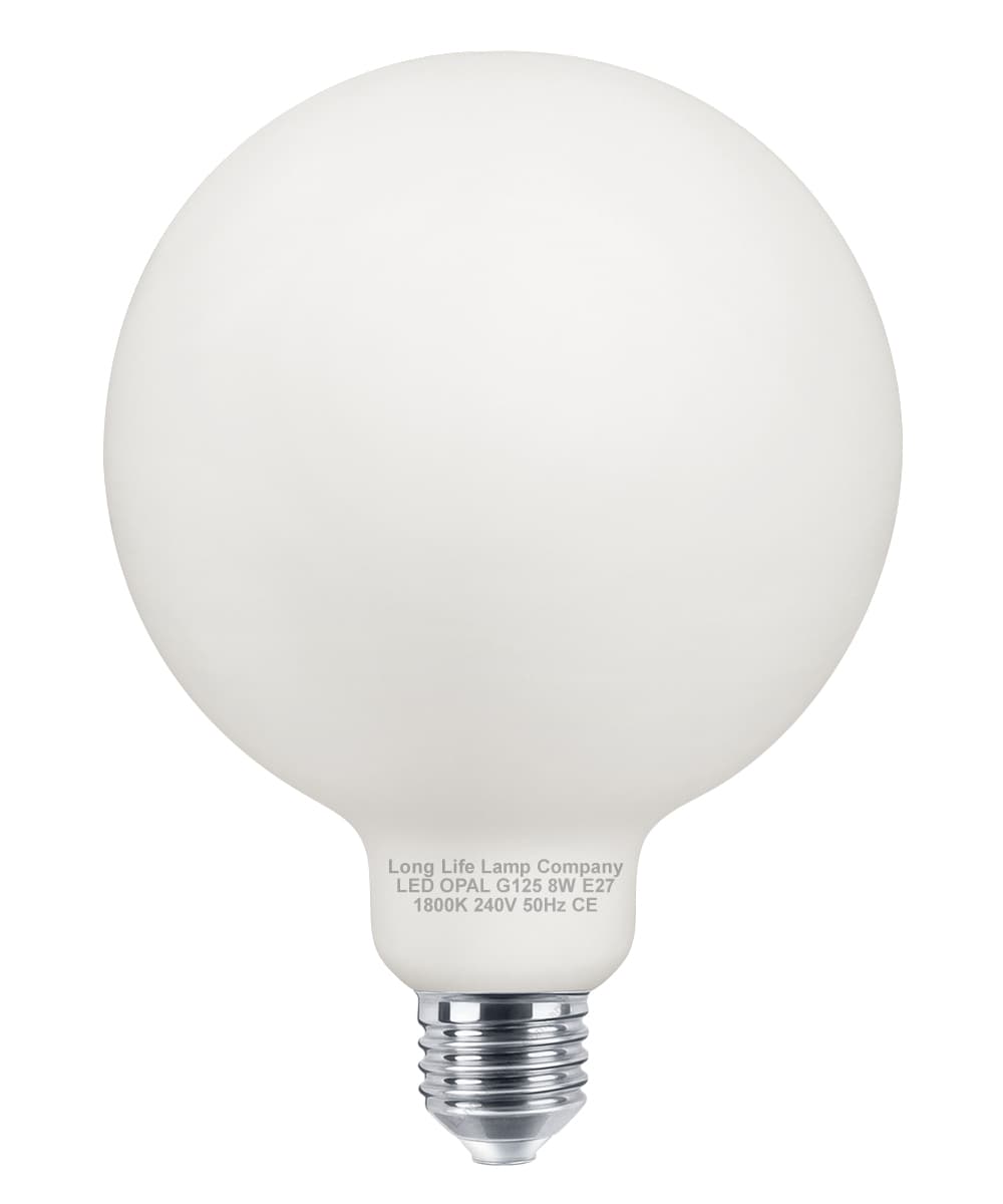 8w Decorative LED Opal G125 Globe Light Bulb E27 Edison Screw Warm White