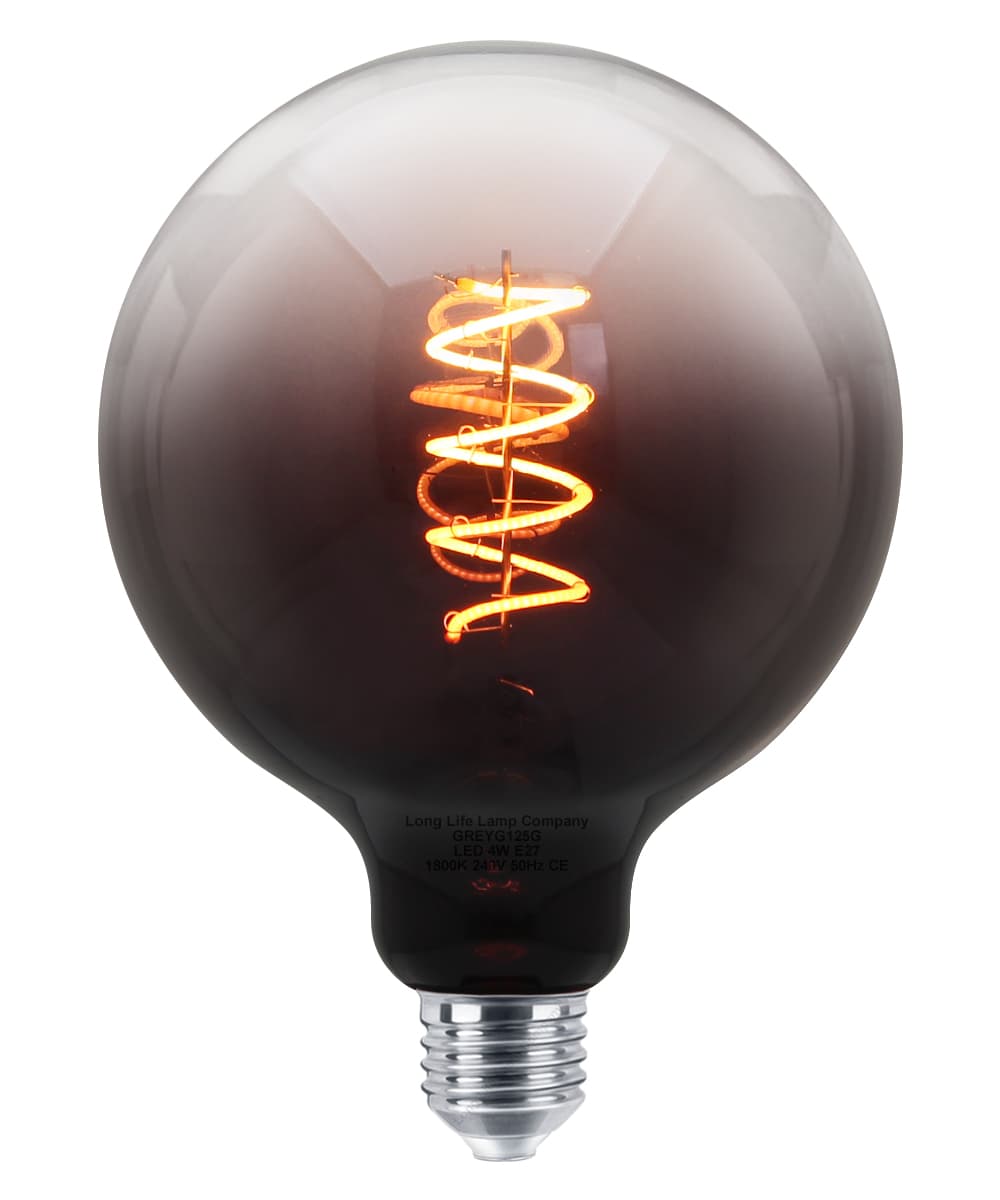 Glass Globe LED Light Bulb Vintage Edison Screw Coil Spiral Filament Grey G125 Gradient E27 GREYG125G