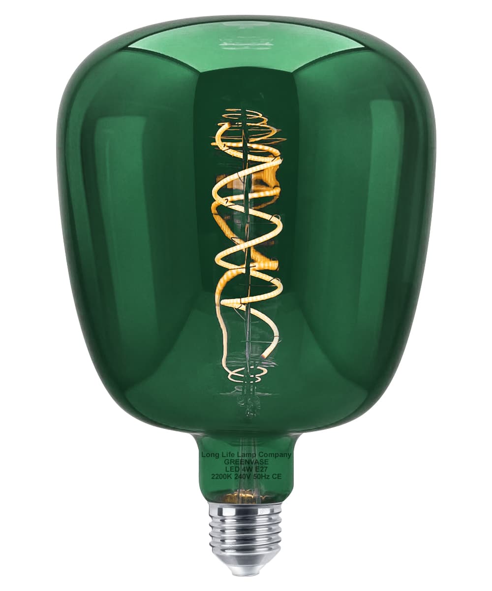 4w LED Decorative Green Vase Light Bulb E27 Glass Body Coil Spiral Filament GREENVASE