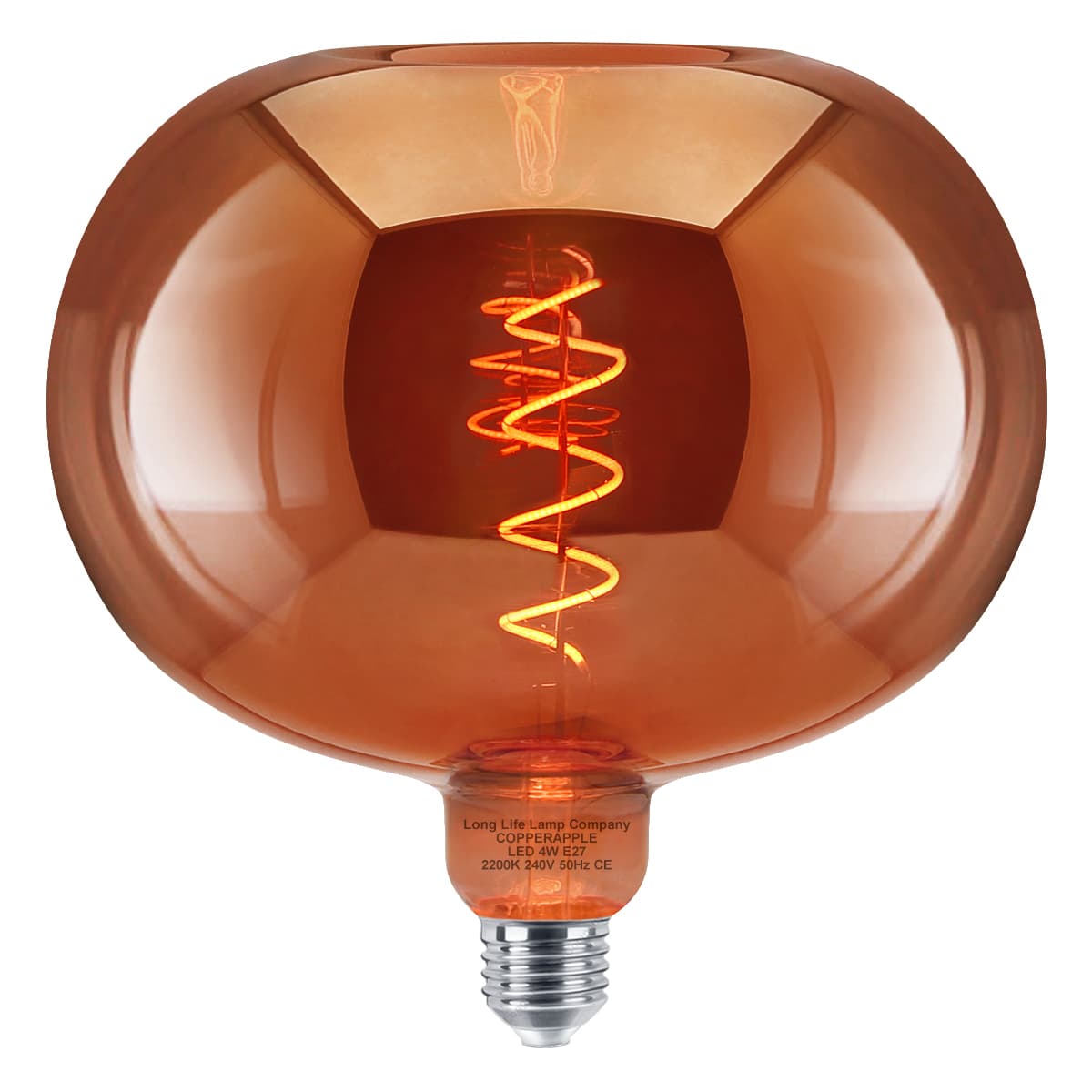 4w LED Decorative Metallic Glass Apple Copper Coil Filament Light Bulb E27 COPPERAPPLE