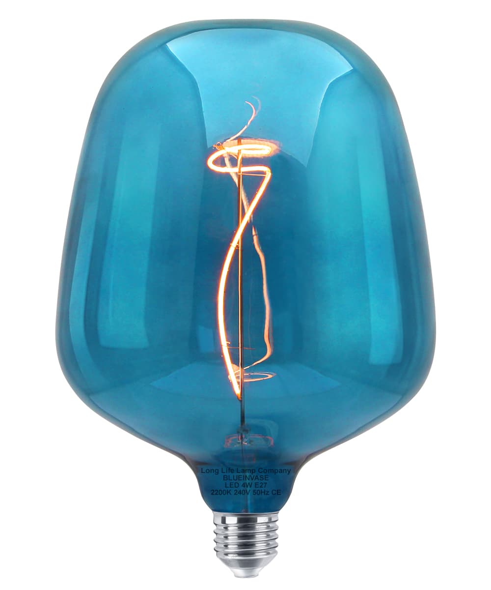 4w LED Glass Decorative Inverted Vase Filament Light Bulb Blue E27 2200K BLUEINVASE