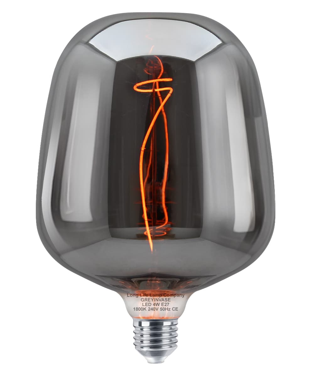 4w LED Glass Decorative Inverted Vase Filament Light Bulb Grey E27 1800K GREYINVASE