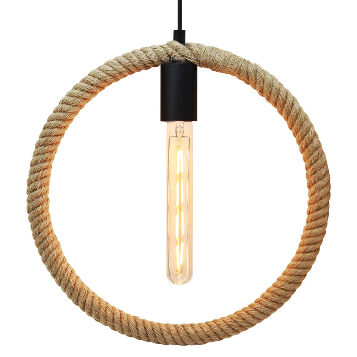 Vintage Industrial Ceiling Hemp Rope Round Pendant Light H3047