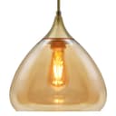 Modern Vintage Ceiling Hanging Brass Amber Glass Pendant Lamp Shade H3025