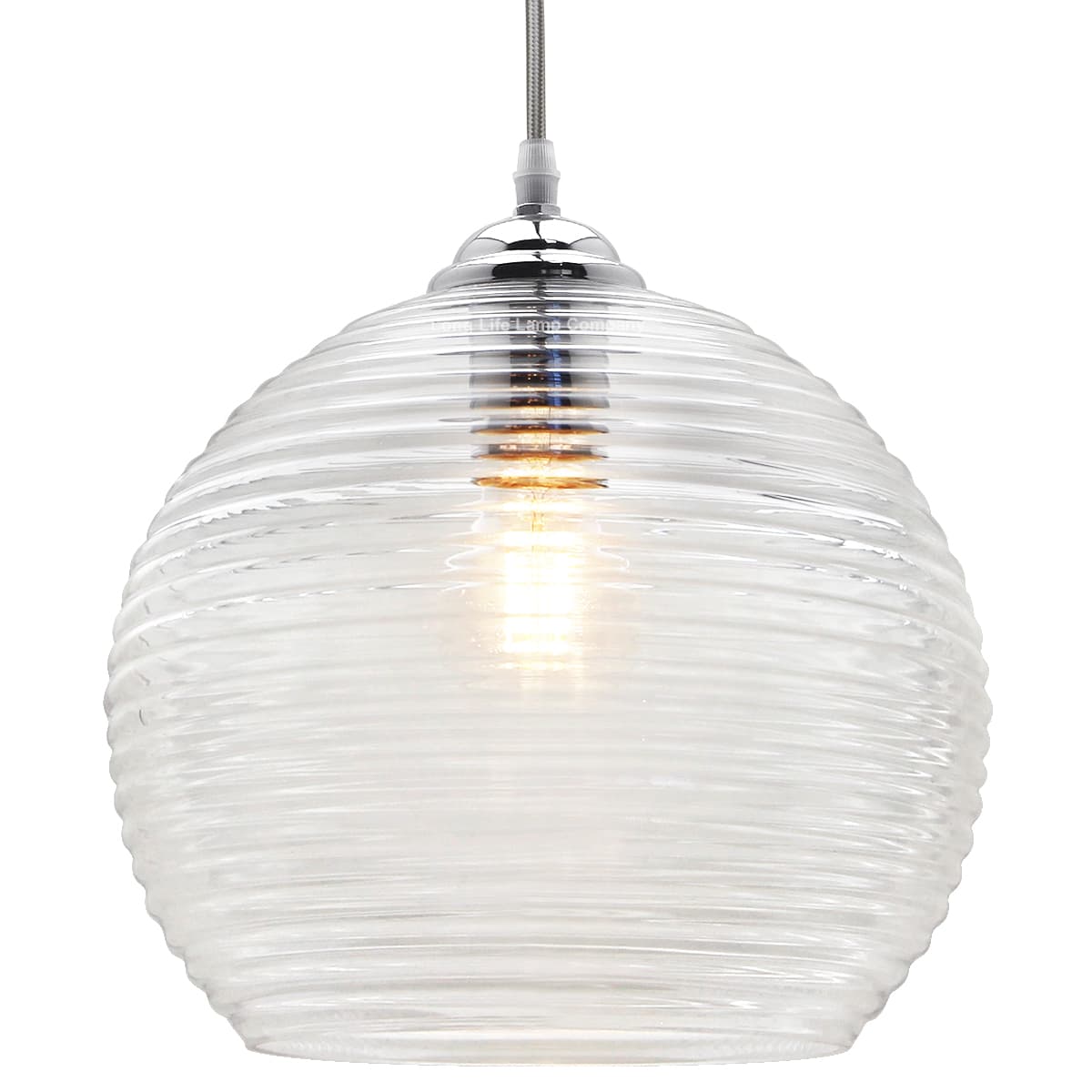 Modern Ceiling Globe Glass Pendant Lamp Shade Clear Rib H3026