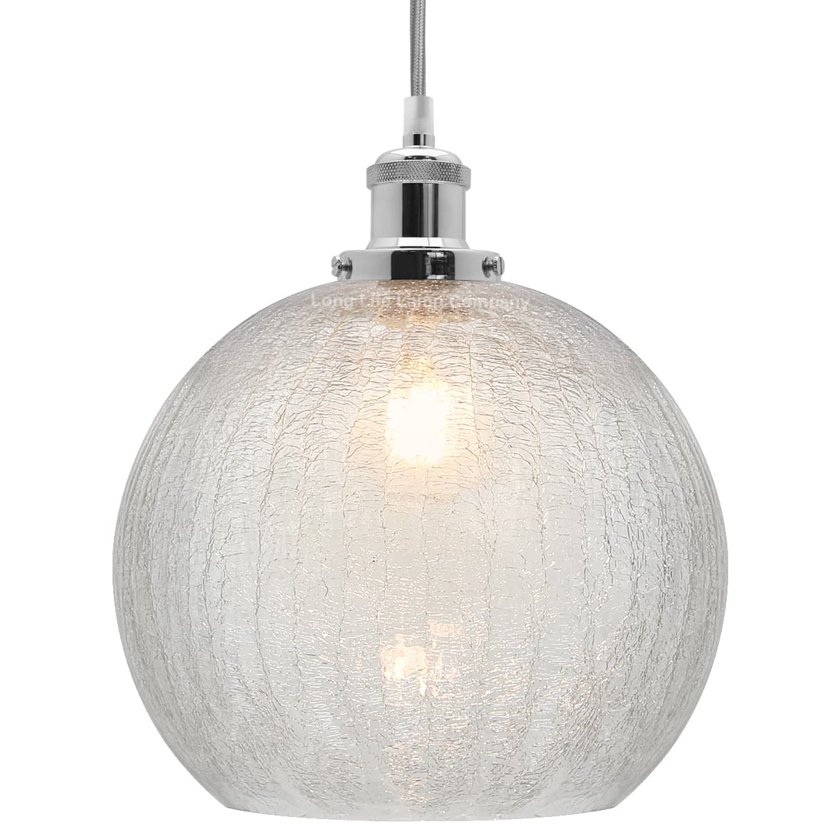 Crackle Glass Pendant Light Round Globe Shade Chrome Ceiling Lamp Holder H3043