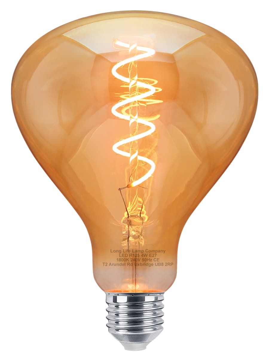 LED Vintage Classic Filament Light Bulb Gold Glass Tear Drop 4w E27 Coil R125
