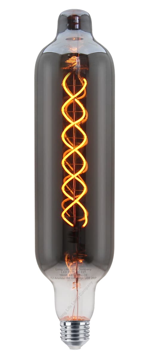 4w LED Coil Bottle Light Filament Bulb Glass Smoked Grey Decorative E27 TT75