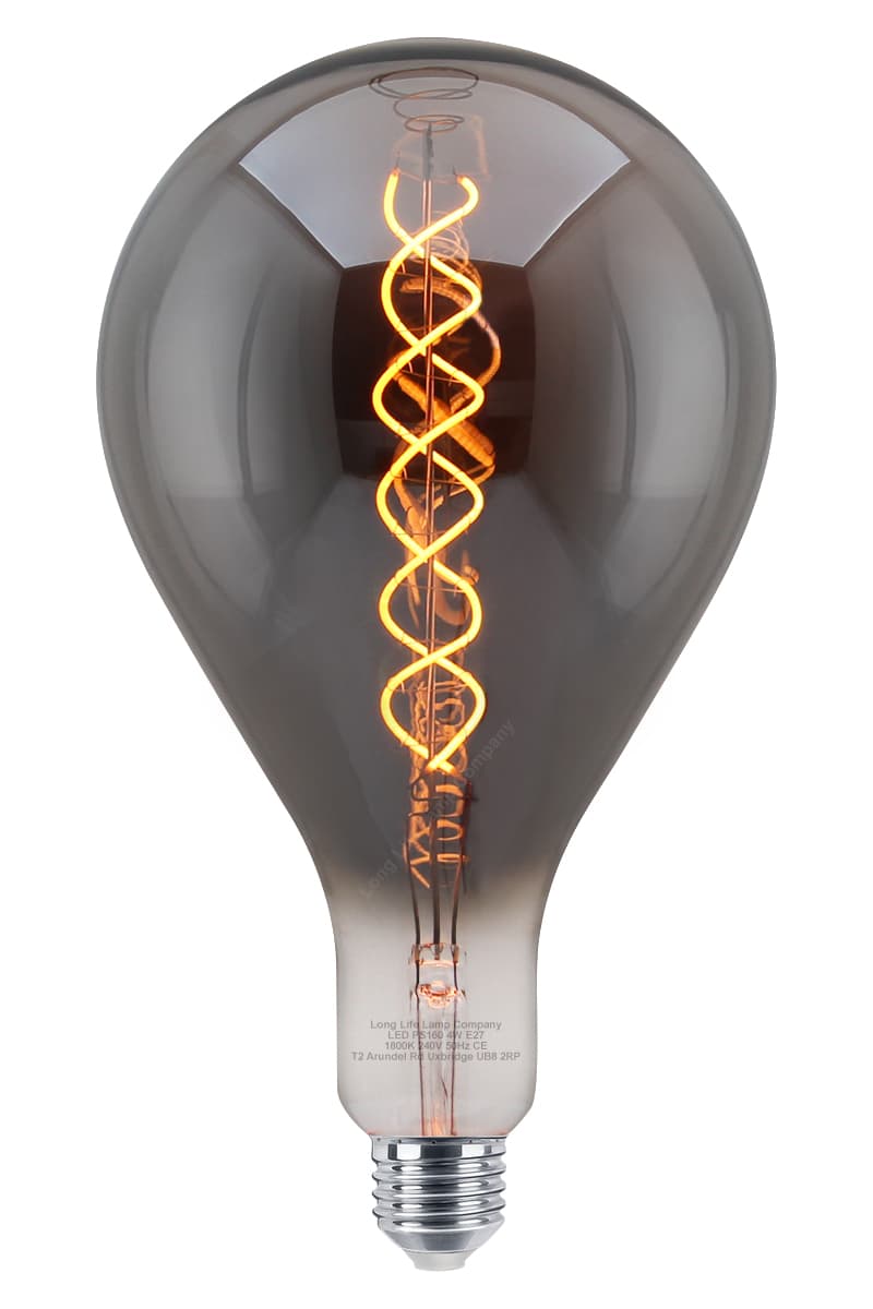  4w LED Vintage Filament Bulb Smoked Glass Tear Drop Classic Edison Coil Light Bulb E27 PS160GREY