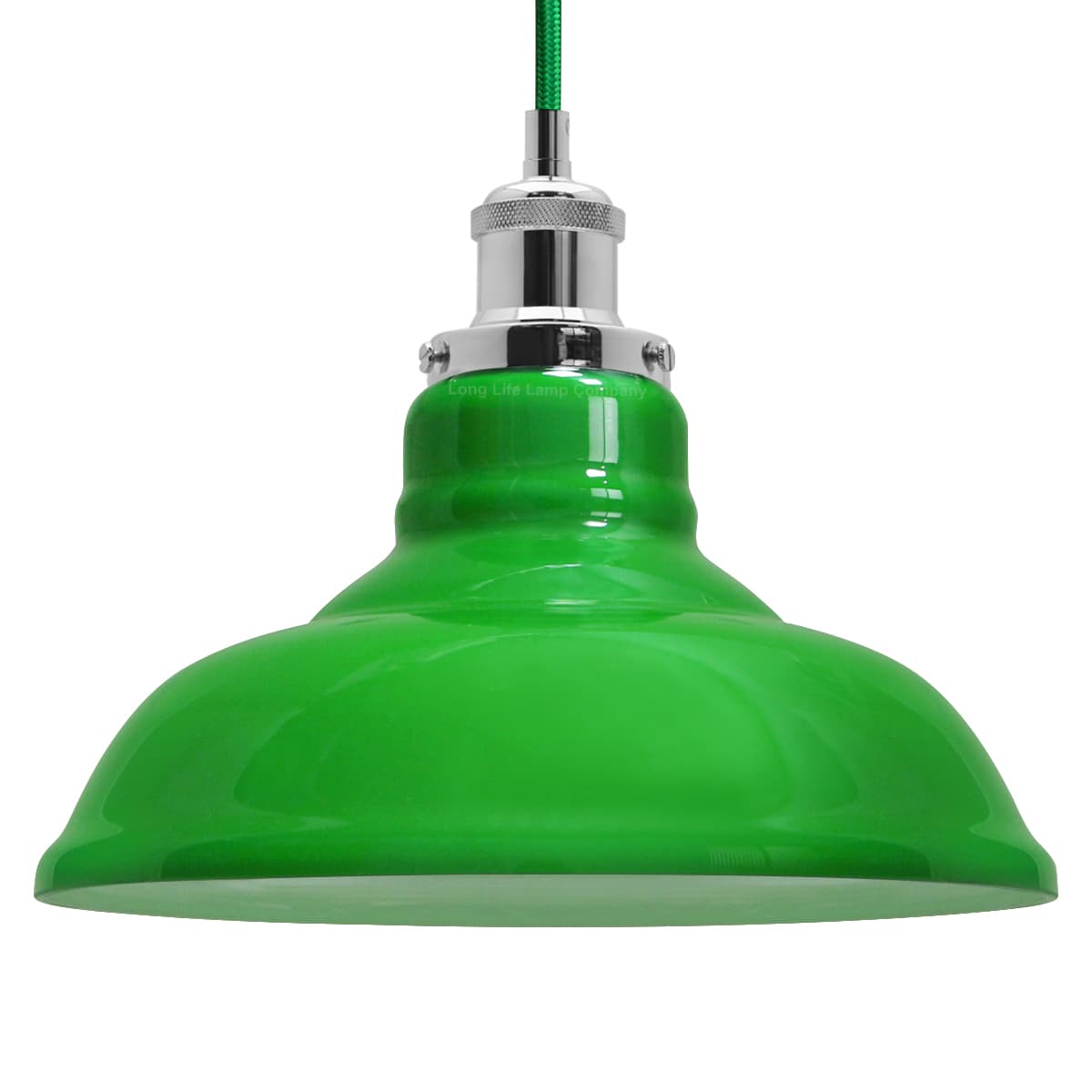 Green Ceiling Lamp Shade Pendant Light Industrial Chrome Lamp Holder Fitting H3046
