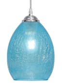 Retro Chrome Ceiling Pendant Light Fixture Blue Cracked Glass Oval Lamp shade H3057