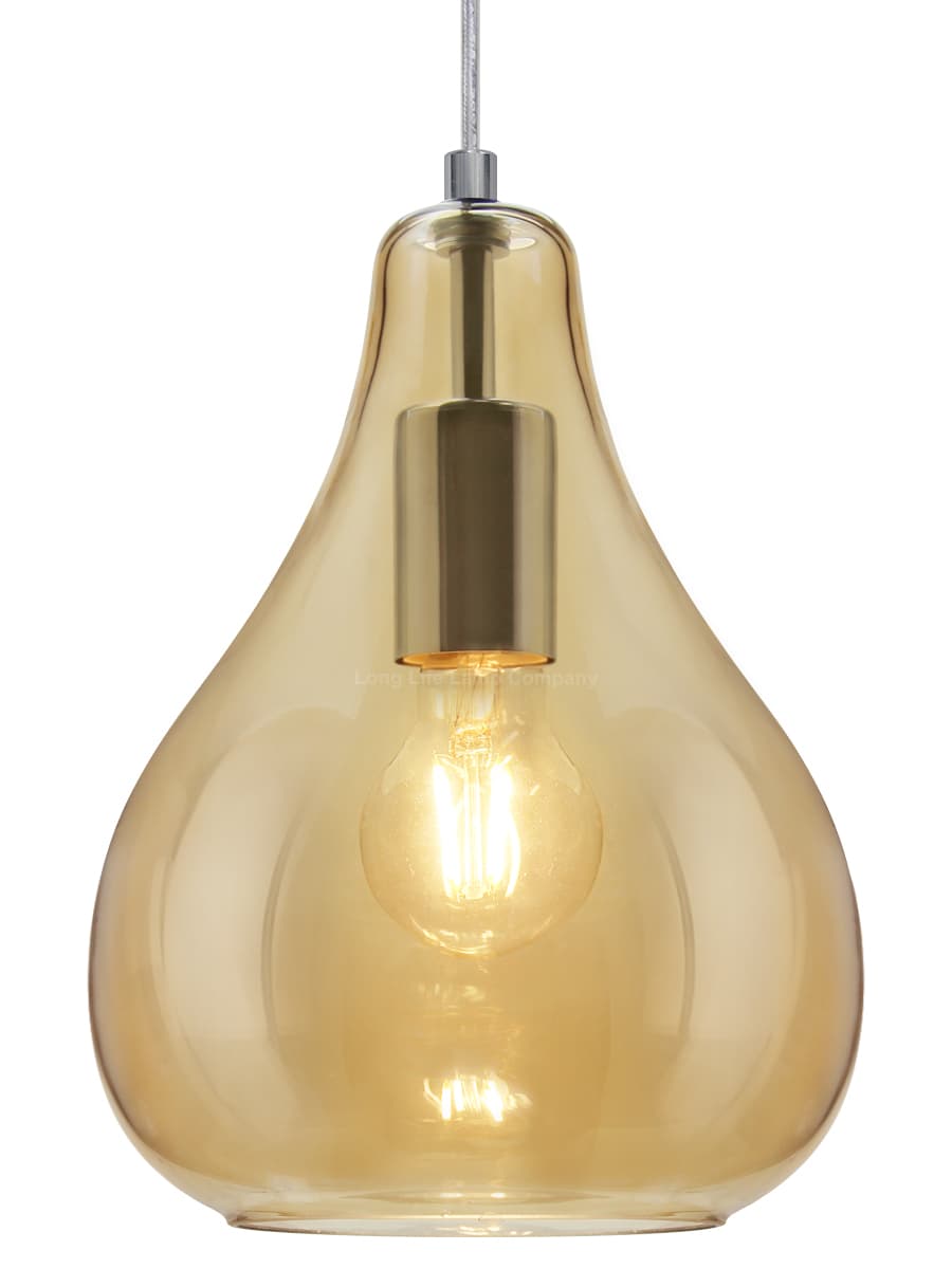 Modern Tear Drop Ceiling Pendant Light Glass Smoked Amber Lamp Shade H3067