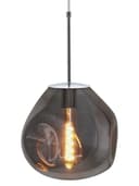 Chrome Blown Glass Ceiling Pendant Light Smoked Grey Globe Lamp Shade H3068