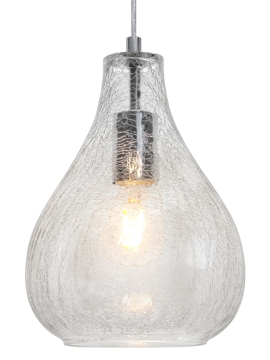 Modern Tear Drop Ceiling Pendant Light Crackled Clear Glass Lamp Shade H3066