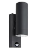 12W Black LED Double Outdoor Wall With PIR Movement Sensor Stainless Steel Cool White ZLC366BSEN