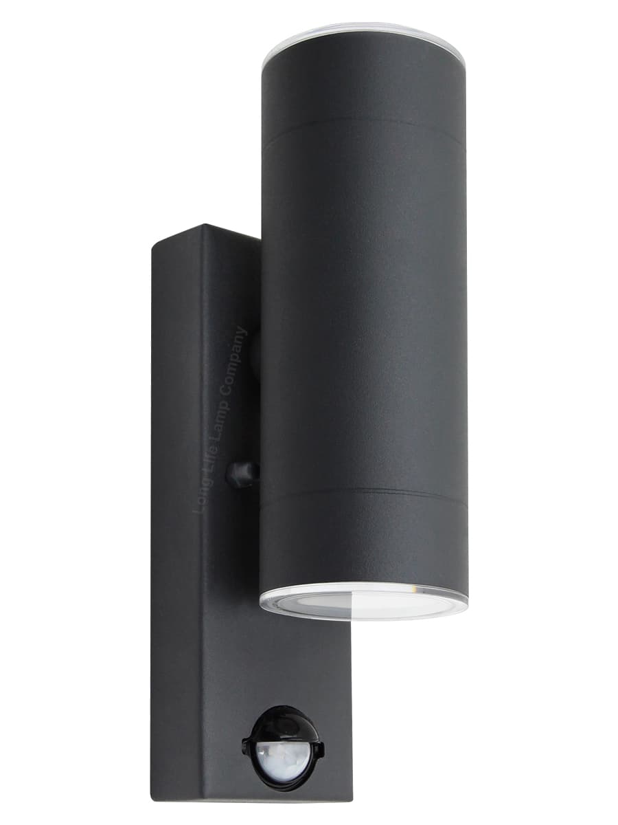 12W Black LED Double Outdoor Wall With PIR Movement Sensor Stainless Steel Cool White ZLC366BSEN