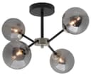 Modern Ceiling Light 4 Glass Globe Smoked Grey Lamp Shades H3059 with G9 LED 5w Warm White