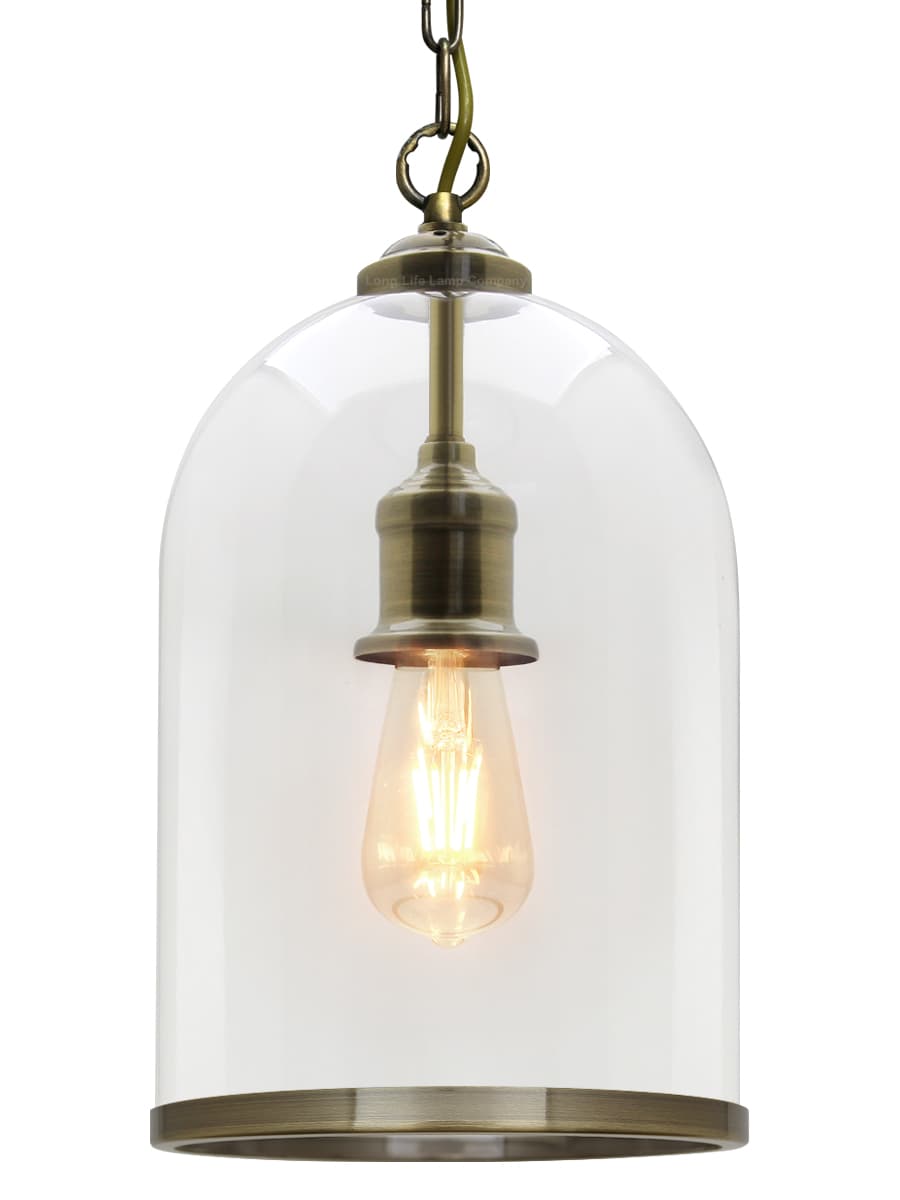 Antique Brass Vintage Ceiling Pendant Light Glass Lamp shade Bell Chain Lantern H3054