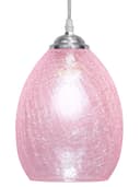 Retro Chrome Ceiling Pendant Light Fixture Pink Cracked Glass Oval Lamp Shade H3056