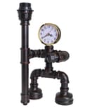 Vintage Industrial Water Pipe Table Lamp Real Clock H3104P with 4w ST58