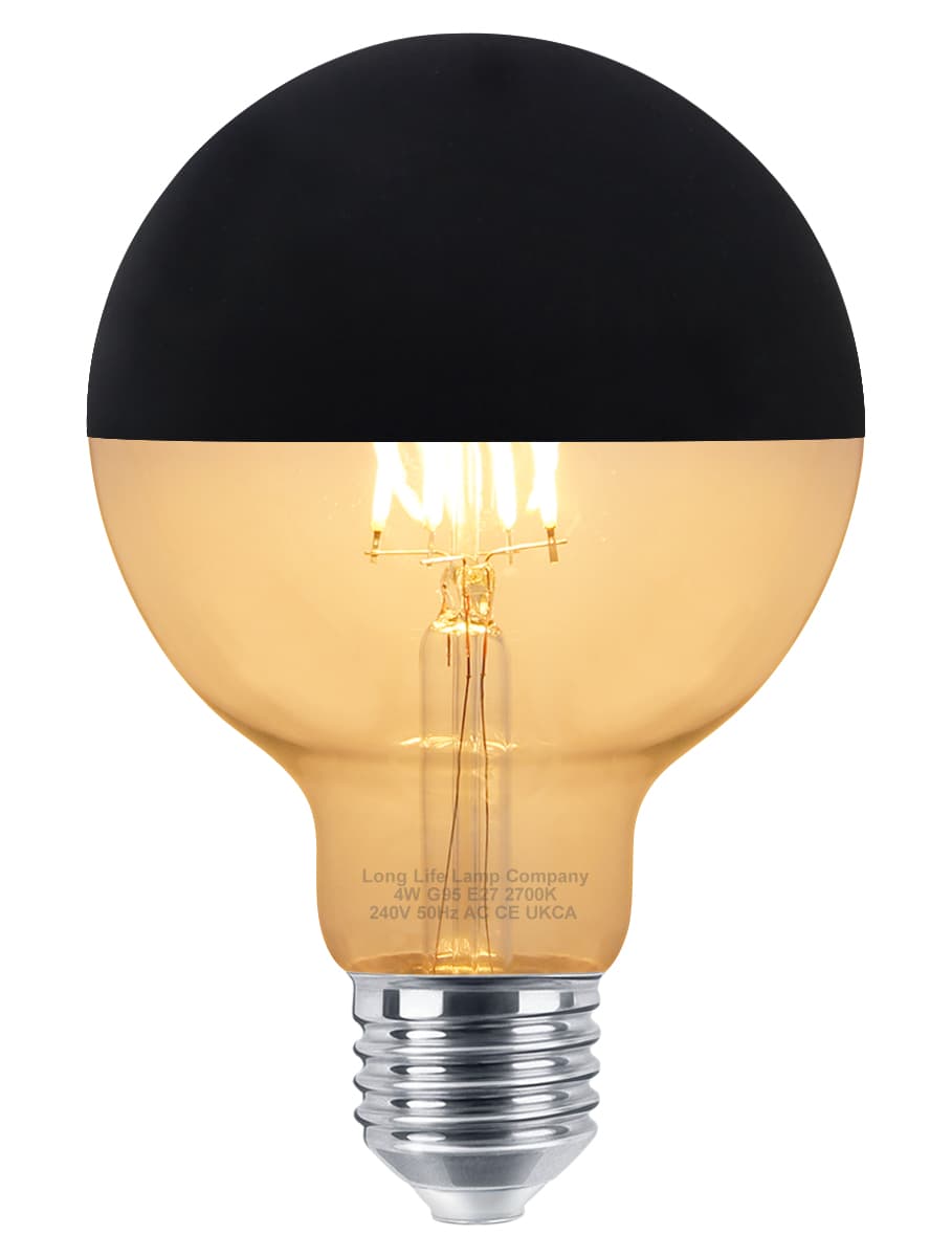 4W LED Crown Top Light Bulb Matte Black E27 Warm White 2700k